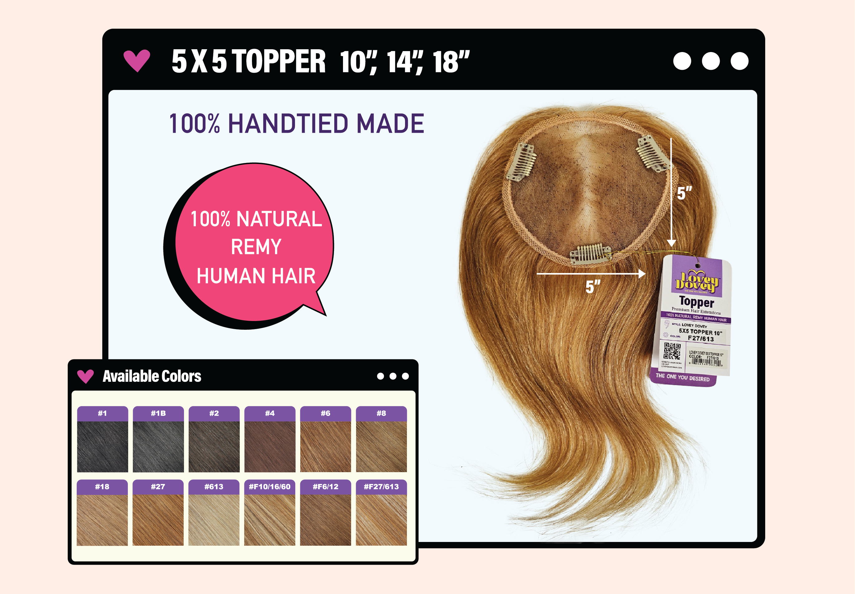 5x5 Topper, Chestnut Brown/High Lift Blonde