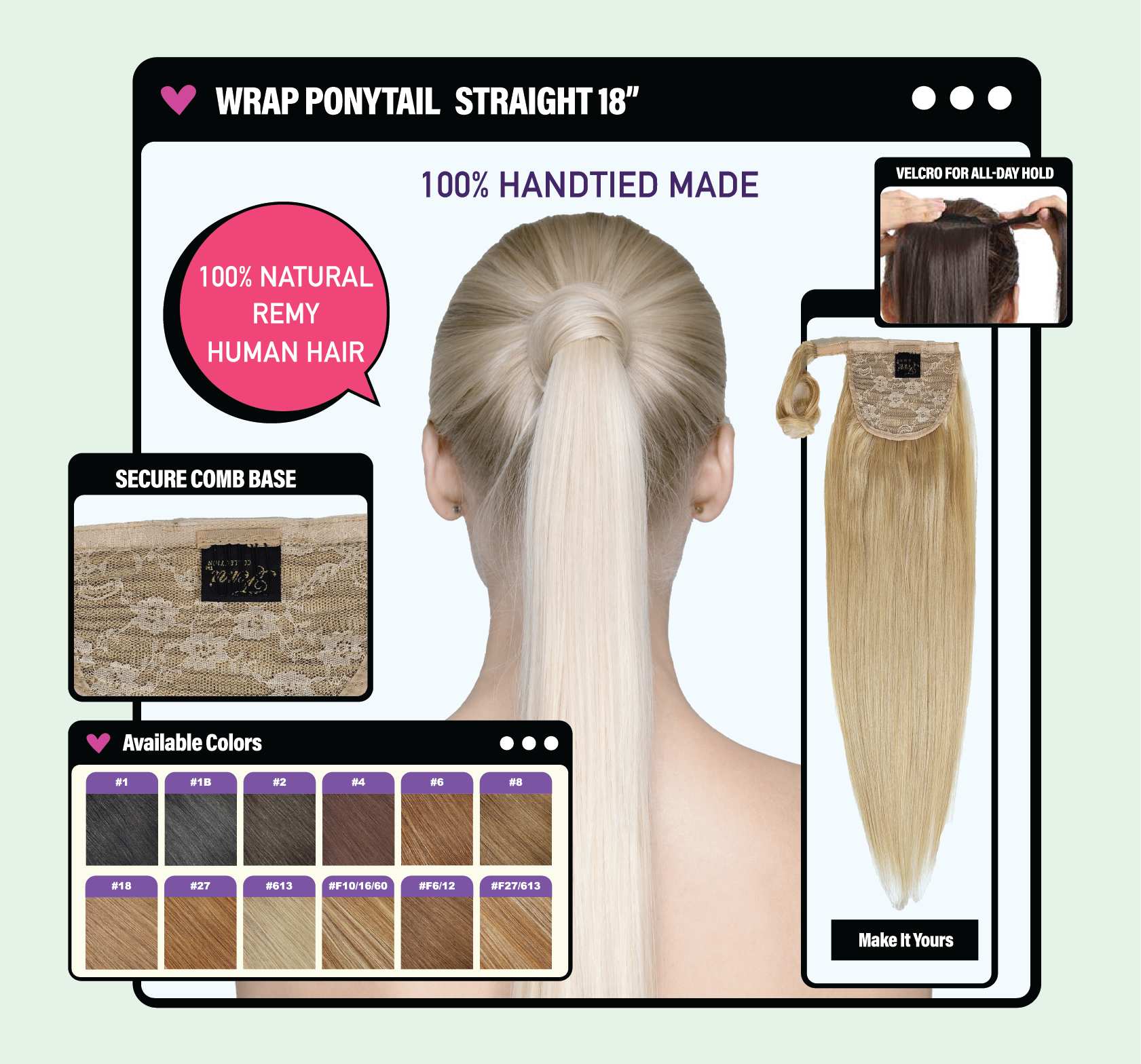 Wrap Pony Straight, Strawberry Blonde